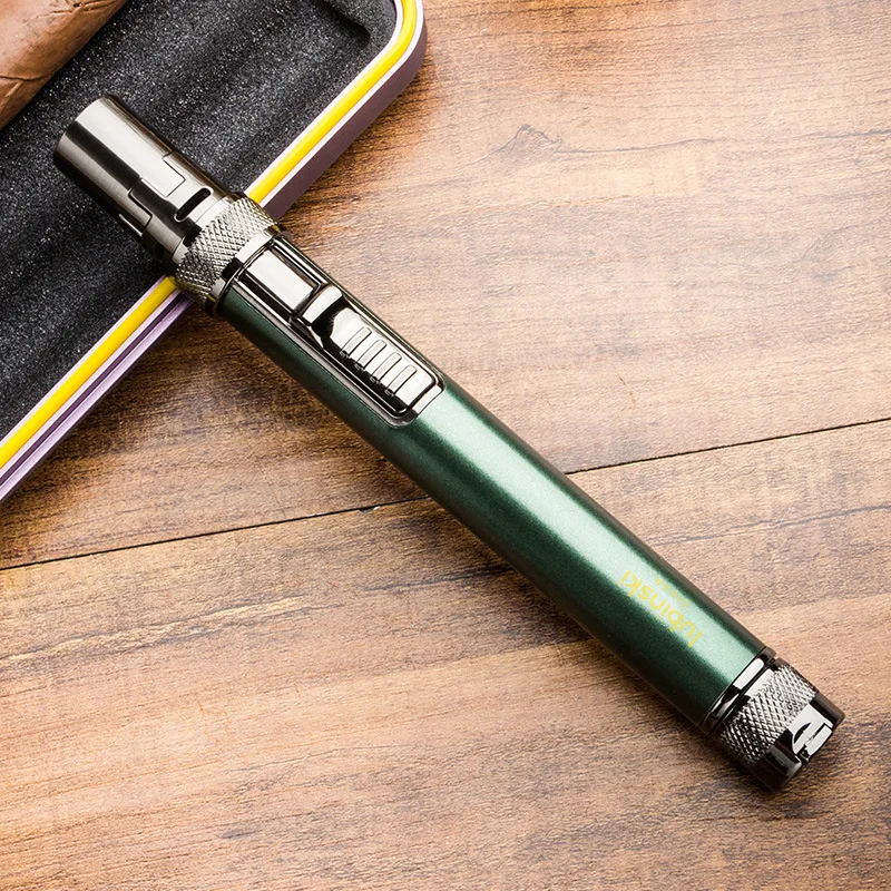 

LUBINSKI Outdoor Metal Windproof Butane Gas Turbo Lighter Blue FlameIgnites 360 °Use Cigar Kitchen Barbecue Jewelry Welding Tool