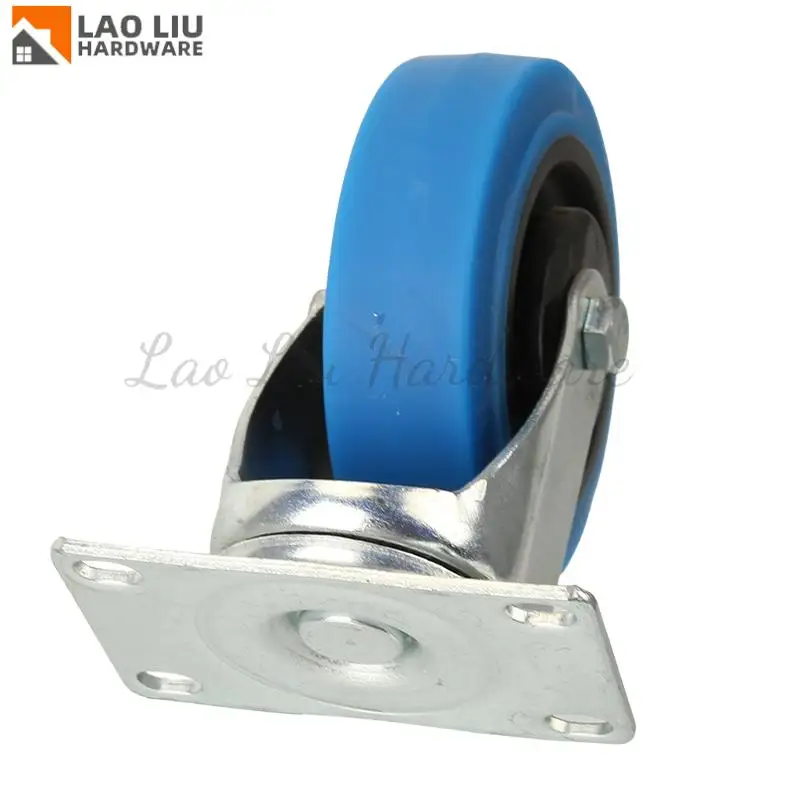 

1 Pcs Medium Blue TPR Twin Shaft Rubber Universal Roller - 4" Stainless Steel Caster with Silent Wheel for Smooth Movement
