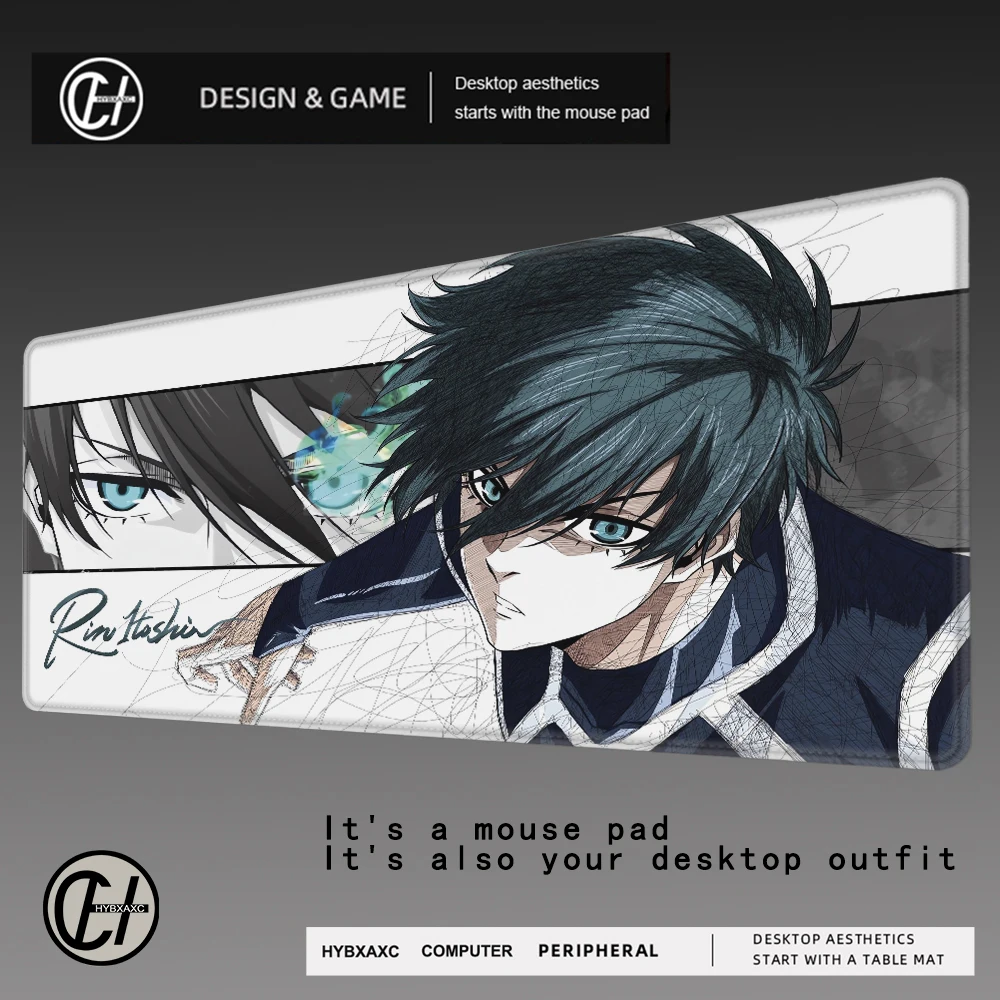Alfombrilla de ratón grande de Anime Blue Lock, antideslizante, para juegos, XXL, para oficina, teclado, alfombrilla de escritorio extensible, Rin Itoshi, alfombrilla de ratón suave de goma para ordenador portátil