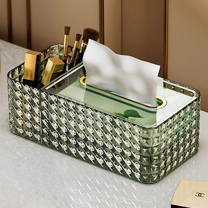 Light luxury tissue box household living room coffee table creative high-end pumping paper box napkin multi-function remote