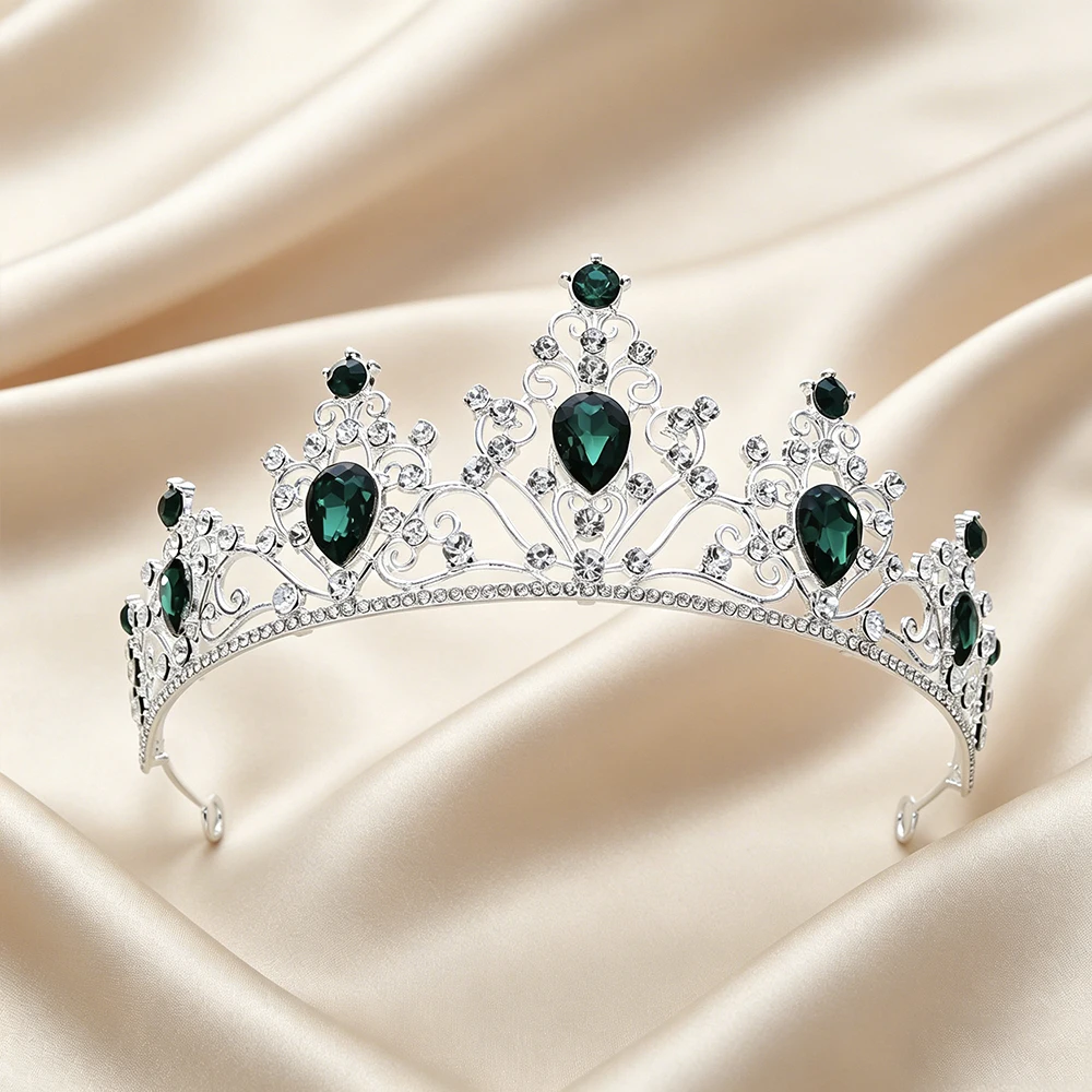Baroque Bridal Tiara Sparkling Rhinestone Queen Crown Elegant Royal Headpiece Wedding Pageant Birthday Formal Evening Events ﻿