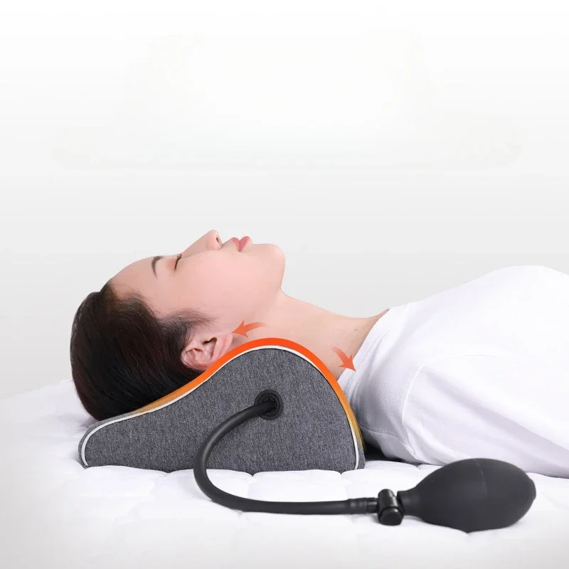 Traction pillow, cervical pillow memory cotton pillow core USB hot compress inflatable neck protection pillow