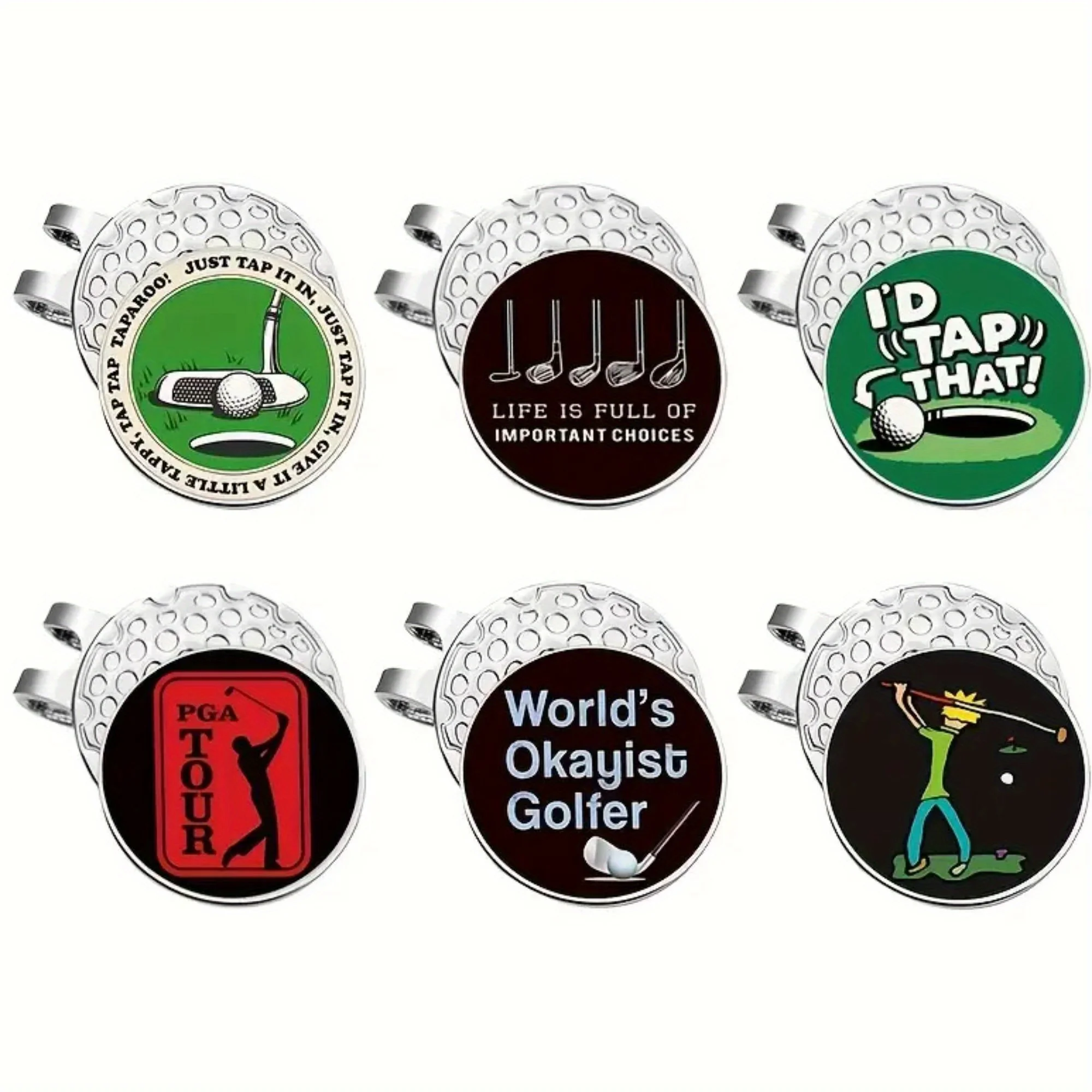 

[6pcs Durable Golf Markers] 6 pcs Magnetic Golf Hat Clips - Durable Iron, Assorted Colors - Essential Golf Accessories