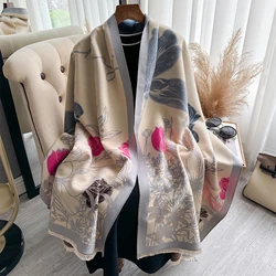 New Luxury Design Winter Two-Sided Cashmere Jacquard Scarves High Quality Women Thicken Wrap Shawl Ladies Wool Pashmina Scarf