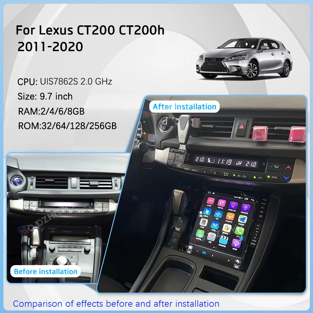 9.7inch Tesla Style Car Multimedia Video Player For Lexus CT200 CT200h 2011-2020 GPS Navigation Android12 Auto Radio Carplay 4G