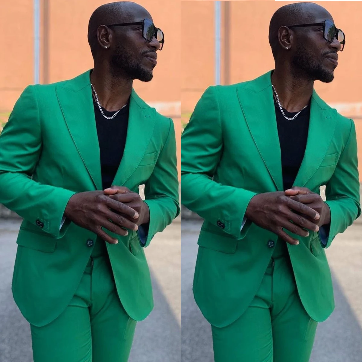 

Green Men Suits 2 Pieces Blazer Pants Single Breasted Fashion Business Modern Men's Tuxedo Wedding Formal Work Causal Tailored