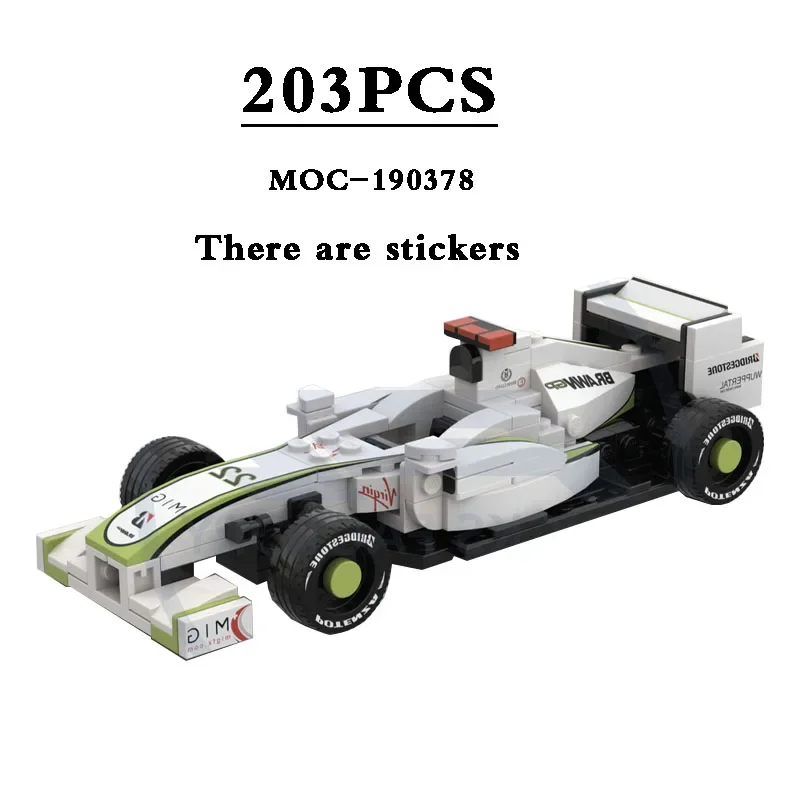 Building Blocks MOC-190378 MOC-F1 Racing Car BG001 Small 4WD Car, Assembly Model 203PCS Kids Birthday Gift Christmas Toys Gift