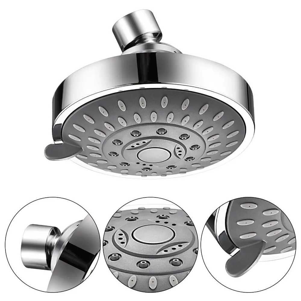 

4 Inch High Pressure ShowerHead Water-Saving 5 Modes Adjustable Fixed Shower Head Rainfall Mode Overhead Showerhead