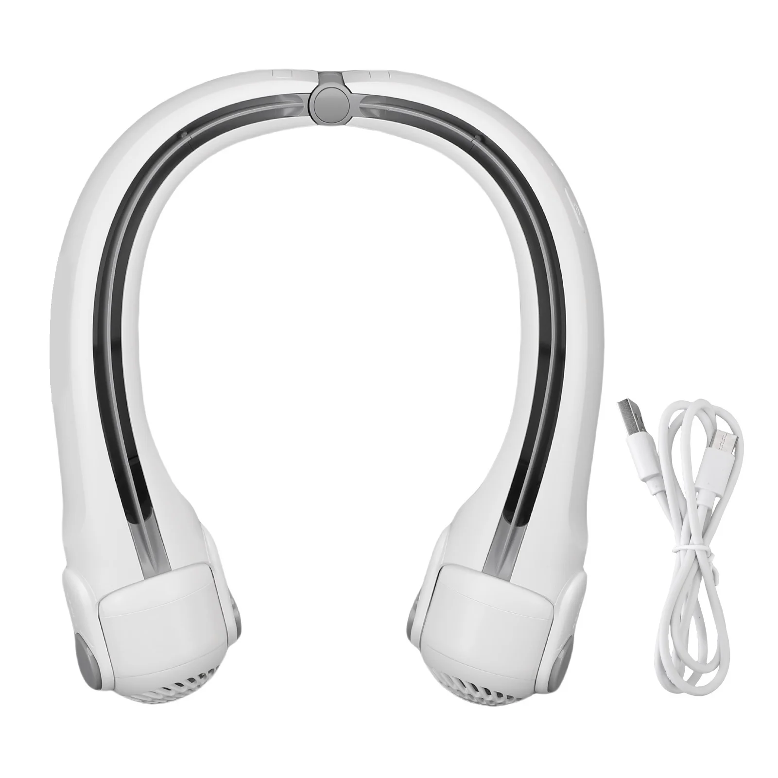 Portable Neck Fan 3 Speeds Bladeless Fan Battery Operated Wearable Personal Fan USB Rechargeable Quiet for Travel Outdoor White