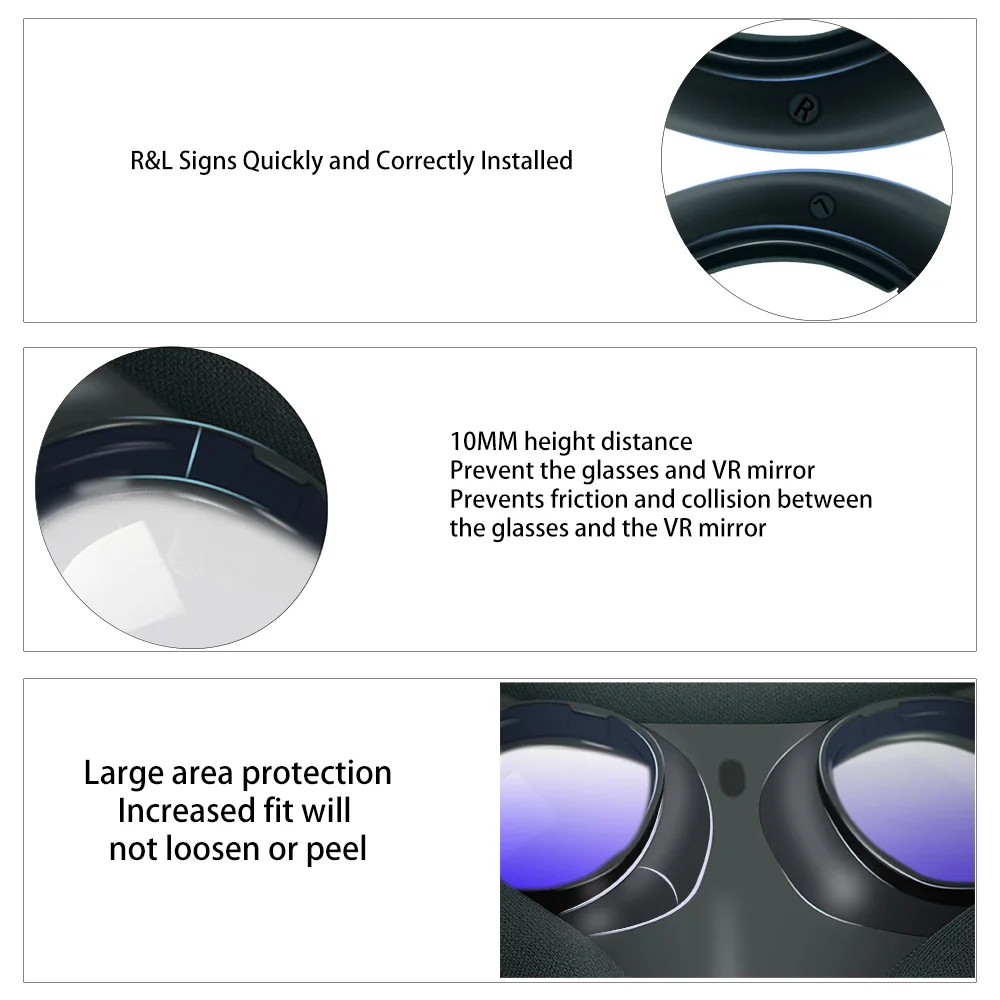 For Meta Quest 3 Lens Frame with Blue Light Blocking Lens Covers, Removable VR Lens Protector Anti-Scratch Accessories