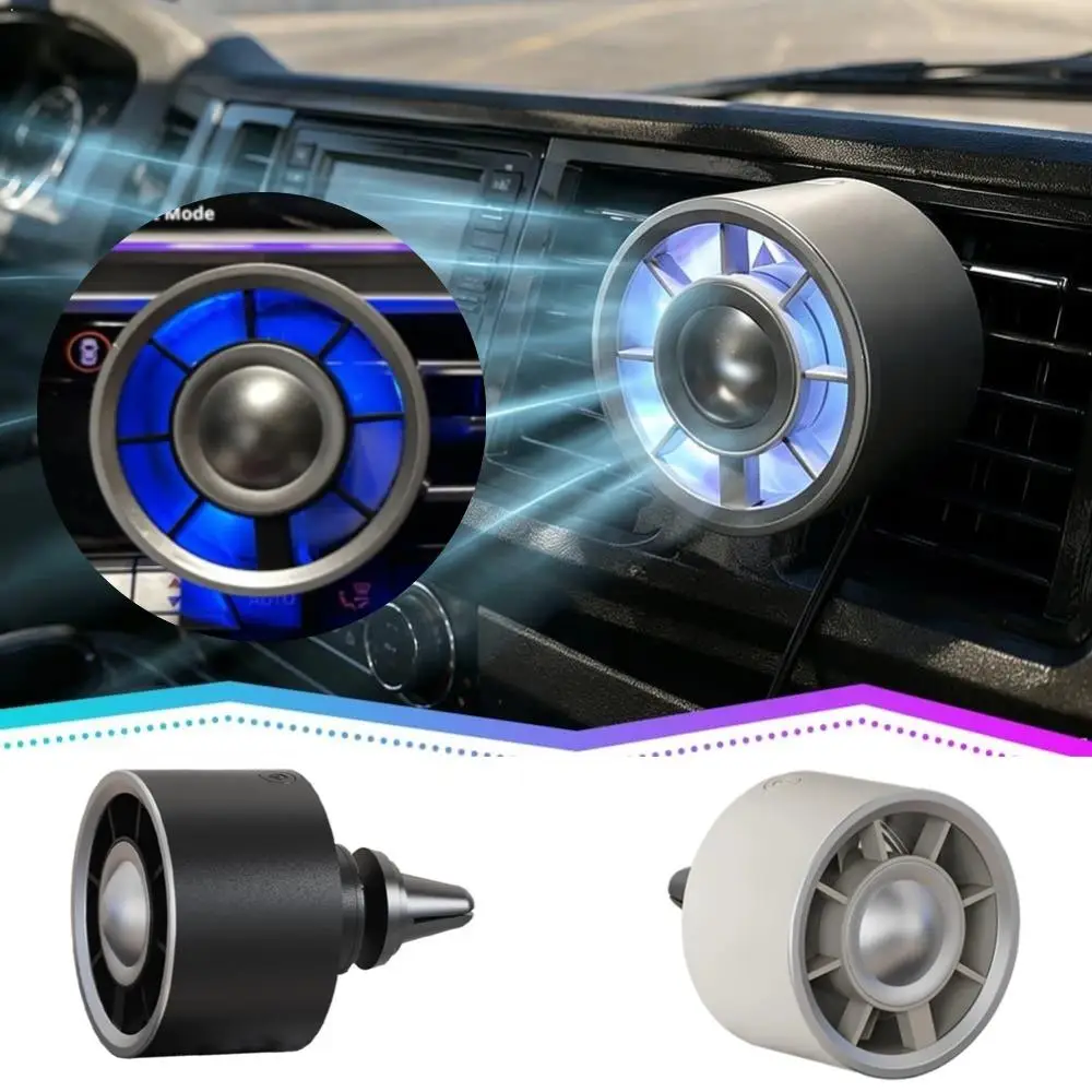 Mini Car Air Vent Cooling Fan 3 Speed Adjustable Colorful Ambient Light Portable Outlet Clip Fans Fast Cooling For Auto Interior