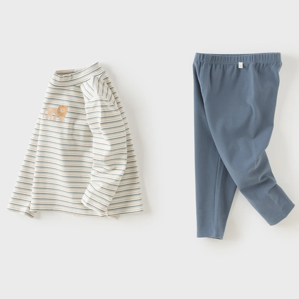 Dave Bella Children's Cotton Pajamas Autumn 8 To 12-year-old Girl Boys' Home Wear Set Sleepwear And Underwear Pant Top DB4263965