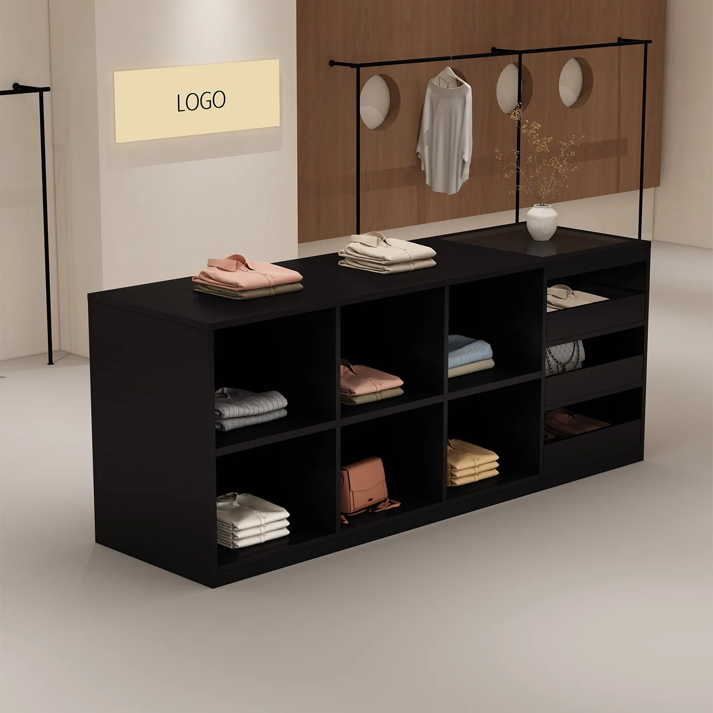 Clothing glass Nakajima platform flowing water table ornament display cabinet women's clothing store jewelry display cabinet