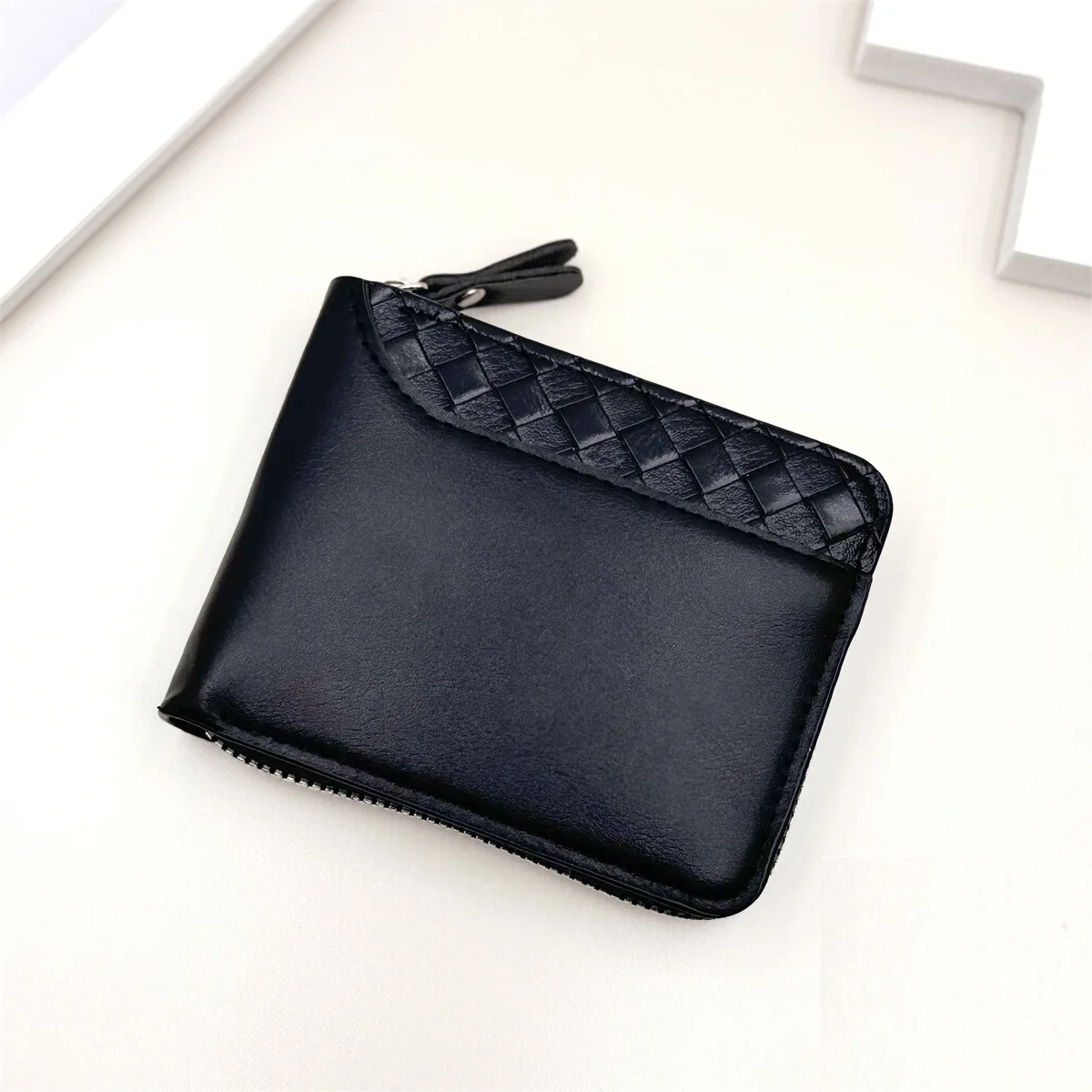 Men's PU Leather Short Wallet Vintage Big Capacity with Zipper Coin Pocket Male Card Holder And Money Purse