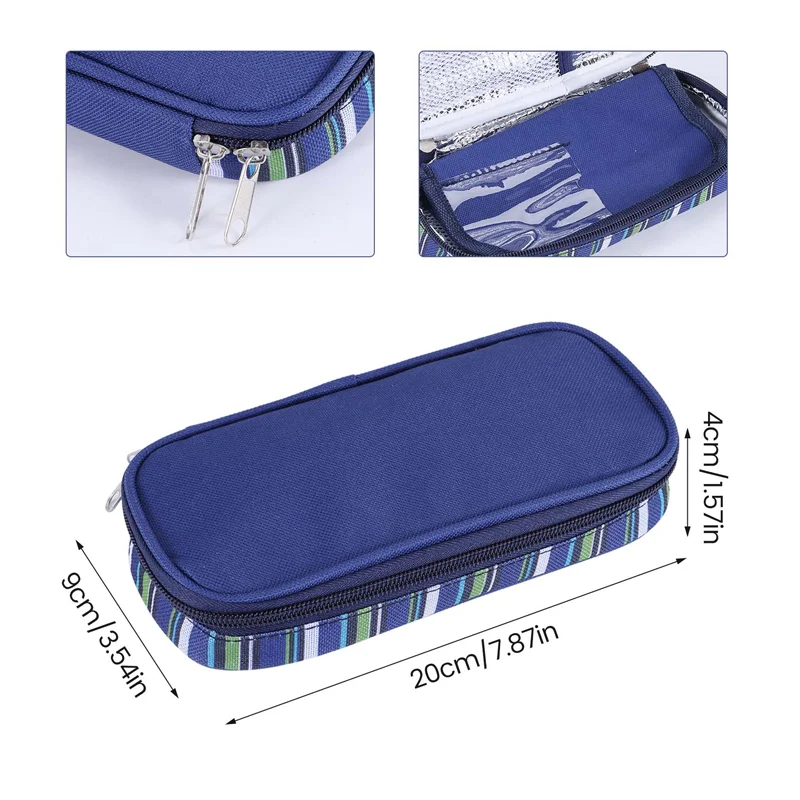 ABQR Insulin Cooler Travel Case Diabetic Medication Organizer Medicals Cooler Bag Waterproof and Insulation Liner(Navy Blue)