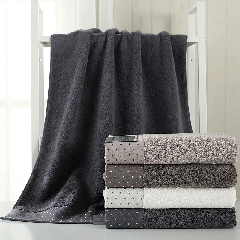 Large 140x70cm Bath Shower Towel 100% Cotton Soft Absorbent Bathroom Towel Set with Dots Design for Home Christmas Gift
