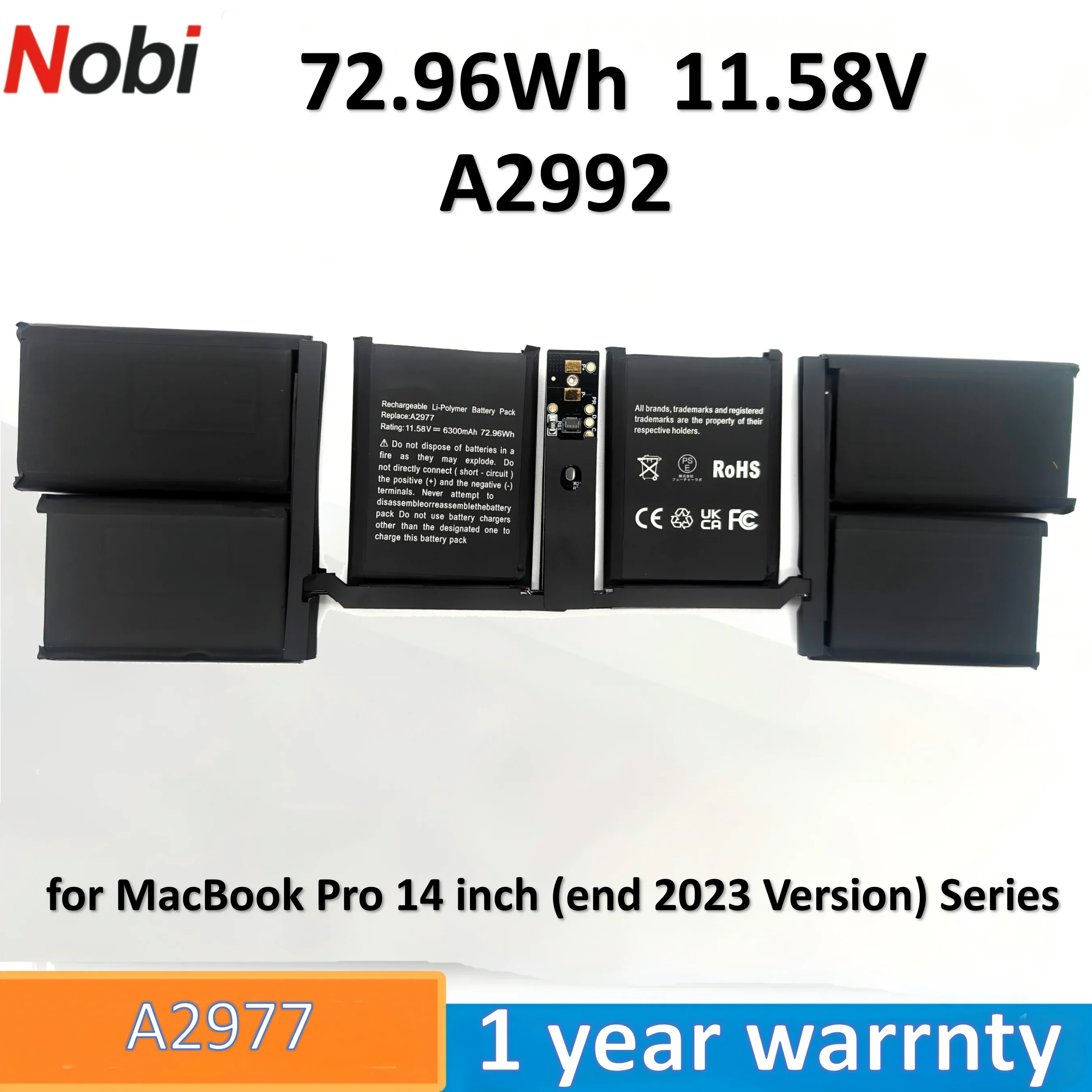 

Nobi A2977 Laptop Battery compatiable with for MacBook Pro 14 inch (end 2023 Version) Series Compatible Part Number A2992 A2977