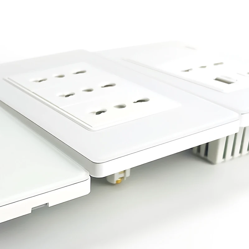 T&I 118 مآخذ التبديل الجدارية مع نوع USB  شحن سريع C، مقبس إيطاليا، منفذ تشيلي شوكو، لوحة من الزجاج المقسى للمنزل