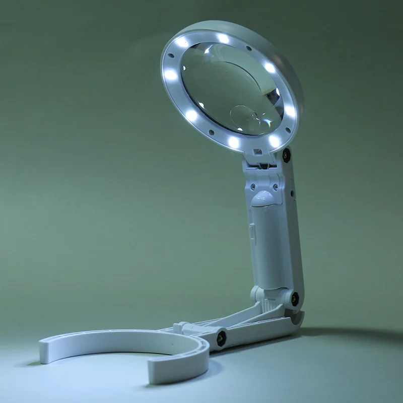 8LED Handheld Loupe Dual Purpose Universal Handheld Illuminated Magnifier Lightweight USB Rechargeable Watch Repair Supplies