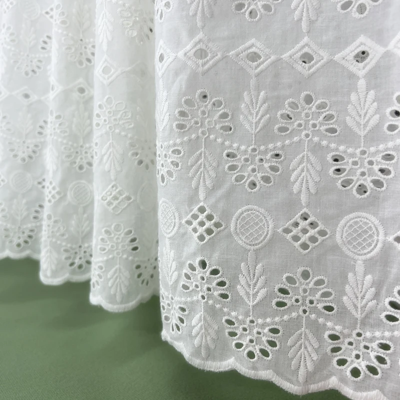 Hollow Embroidered Cotton Fabric for DIY Dress, Clothing-Making Material, Crafting Supplies with Hollow Embroidery Design Fabric view 2