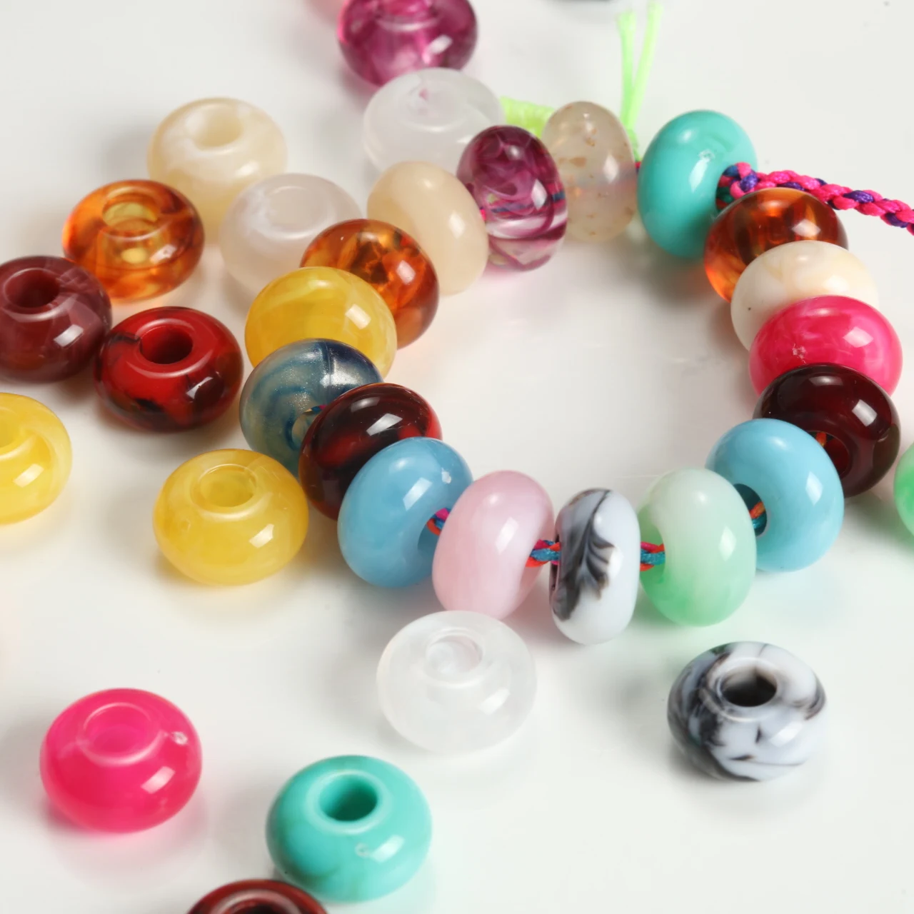 14x7mm Acrylic Abacus Beads Two-Tone Dyeing Large Hole Loose Flat Beads For DIY Handmade Bracelet Earring Necklace