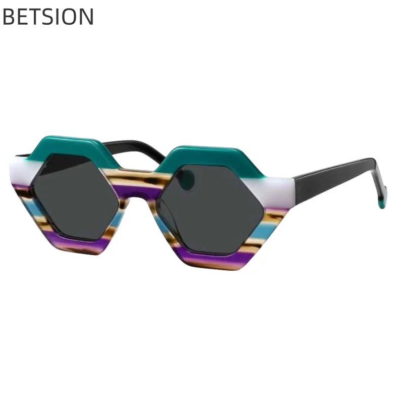 

BETSION Sunglasses for Men Outdoor Driving Hand Made Custome Irregular Acetate Eye glasses for Women High Quality Sun Glasses