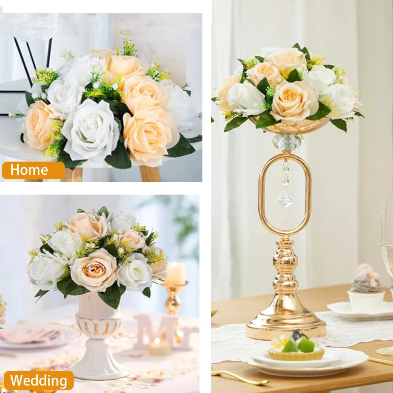 1pc Artificial Flowers Plastic Rose Ball Silk Fake Flower Floral  Wedding Birthday Party Centerpiece Table Arrangements Decor