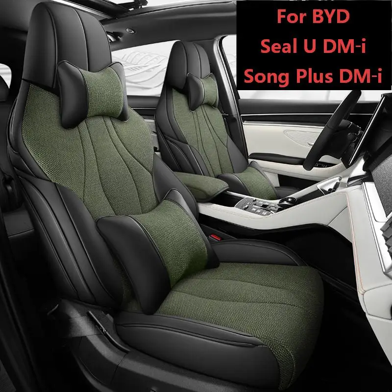 5‑Seater Full Coverage Leather Fabric Car Seat Covers for BYD Seal U DM‑i Song Plus DM‑i, Auto Seat Protector Cushions