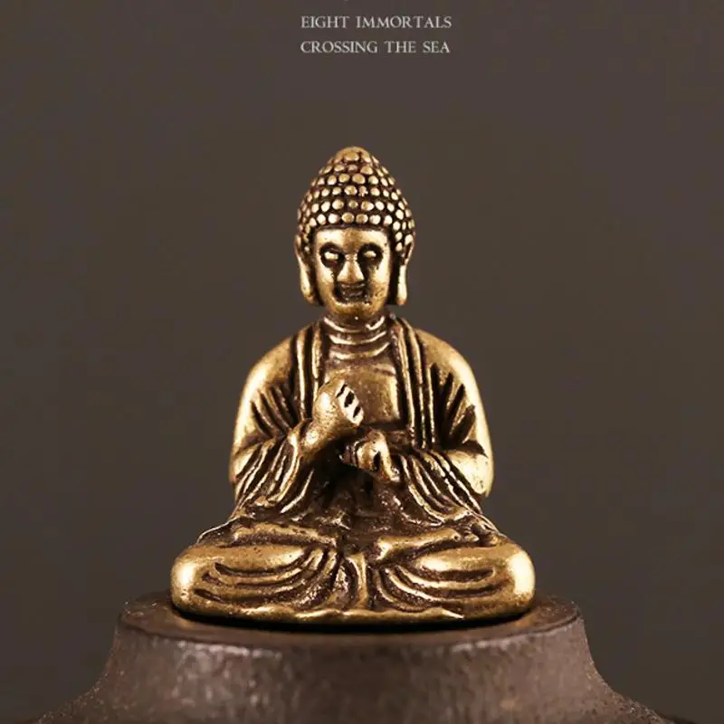 

PDTO 1pc Statue Lucky Pure Brass Chinese Buddhism Sakyamuni Buddha Statue Ornament