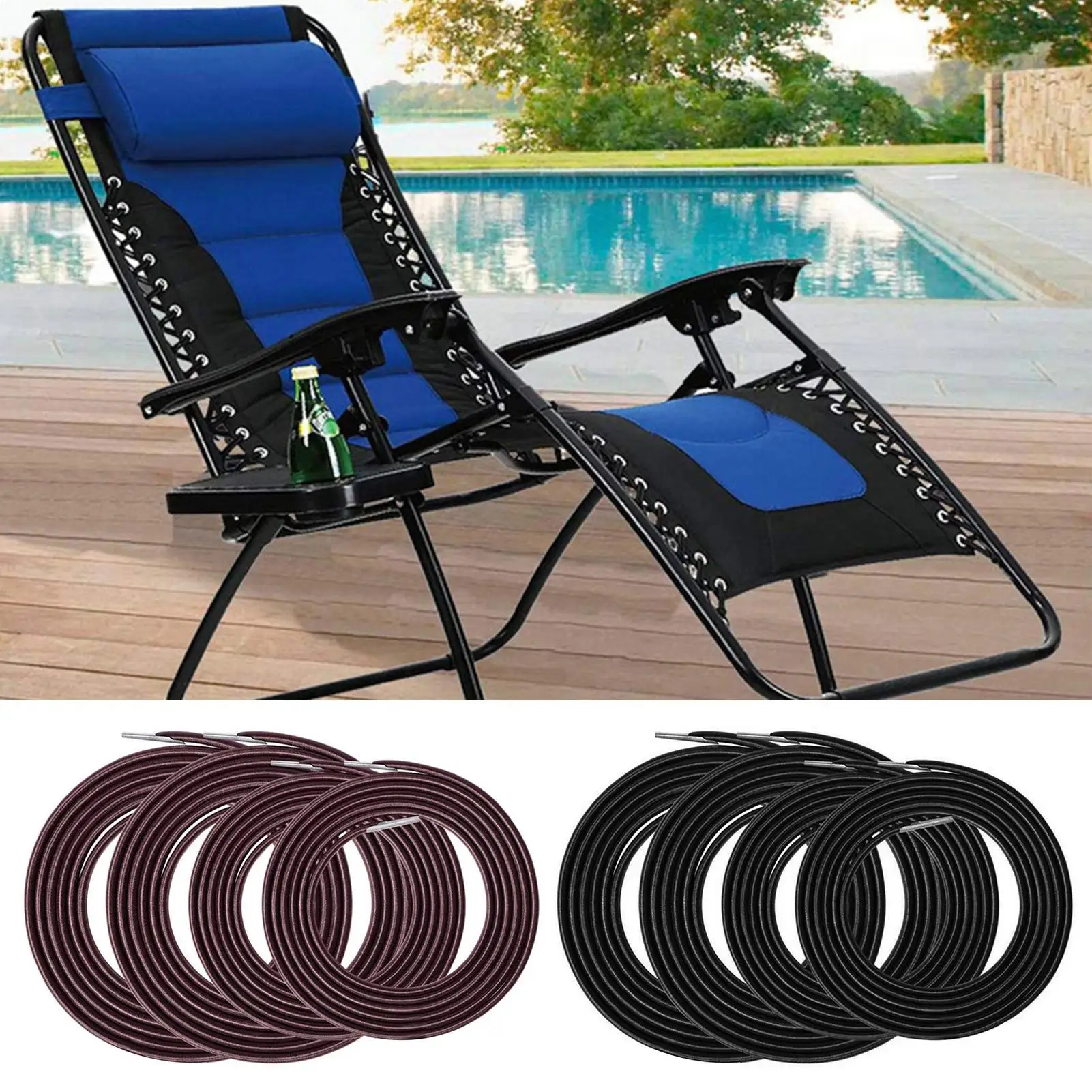 4Pcs Elastic Cord Folding Chair Reinforcement Replacement BungeeRope ZeroGravity Recliner Laces Part Lounge Home Supplies