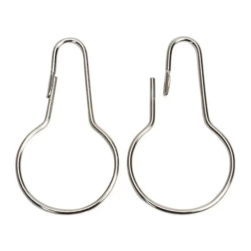 100pcs Metal C Ring Hook with Lock Gourd Type Shower Curtain Hook Rust Proof Wall Storage Accessory for Bathroom Curtain