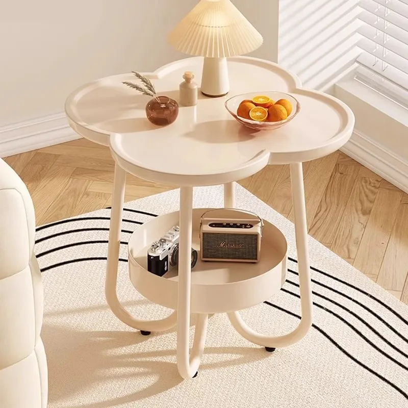 

Couch side cream style living room household small apartment bedside shelf creative double-layer coffee table balcony small