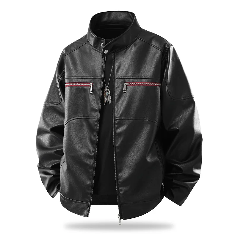 الأمريكية شارع العليا الرجعية بو الجلود Jaet الرجال فضفاضة تنوعا العصرية دراجة نارية Jaet الشباب الورك معطف Faion عارضة