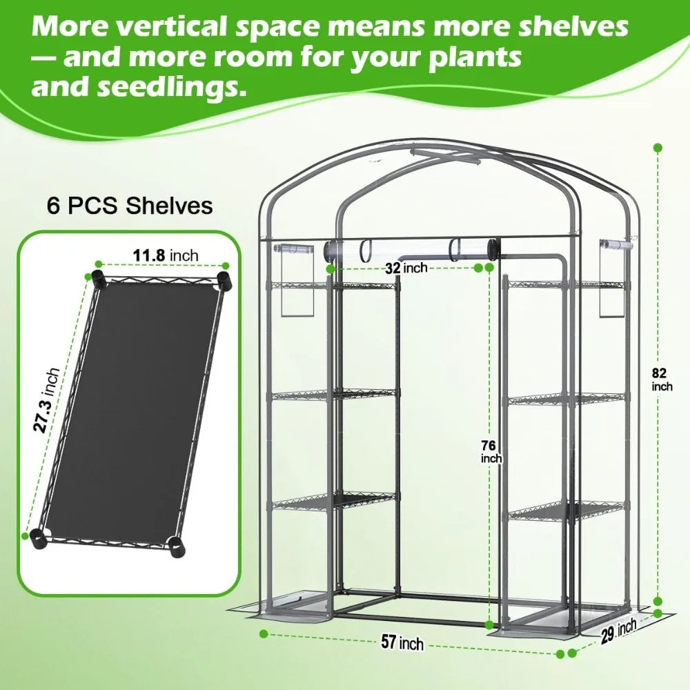 

Walk-in Greenhouse with Adjustable Shelves, Heavy Duty PVC Cover for Outdoor/Indoor Use, 82x57x29 Inches