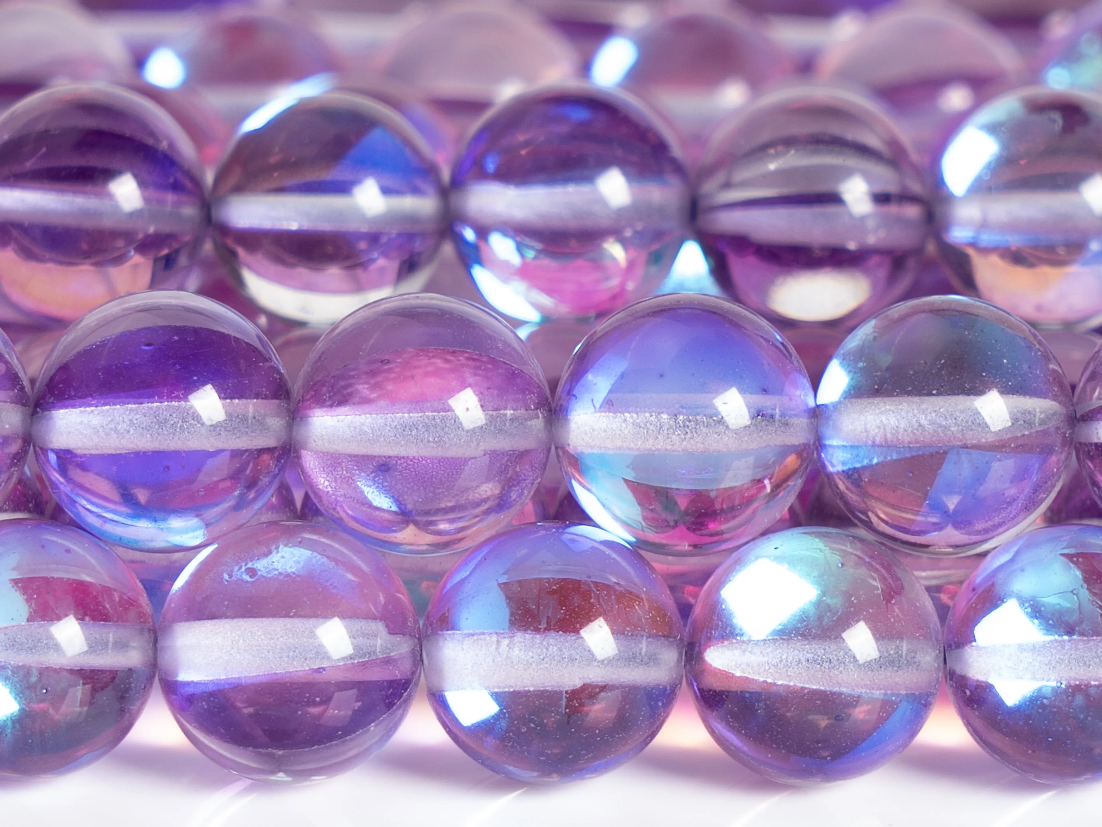 Violet Mystic Aura Quartz Beads Round Loose Beads Round Size Options 6/8/10/12mm for Jewelry Making