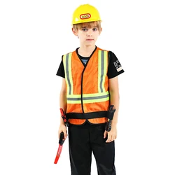 Children Engineering Costume Kids Construction Worker Cosplay Costume Role Play Toy Set Professional Experience Clothing Uniform