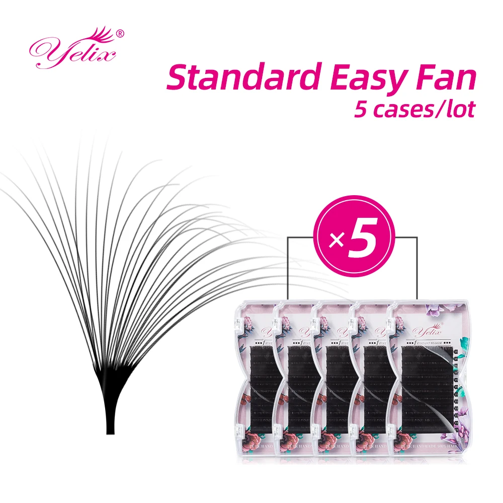 

Накладные ресницы Yelix 5 Cases Standard Easy Fan Lashes: автоматическое формирование объема, мягкие, пушистые, индивидуальные, для наращивания, искусственные ресницы