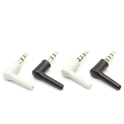 5pcs 10pcs 3.5mm stereo headset plug jack 3 4 pole 3.5 Nickel Plated 90 Degrees Black White Audio Plugs Jack Adaptor Connector