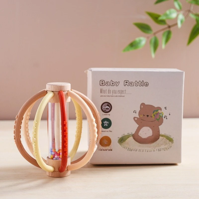 Manhattan Teething Ball for Babies 3D Rattle Grab Toy Sensory Chew Toy with Textured Surface Gum Massager Infant Training Toy