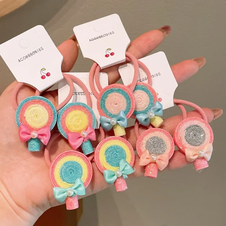 

Cute Children Lollipop Hair Band Girls Bow Candy Hair Rope Baby Hair Band Sparkling Fluorescent Hair Rope Hair Accessories ZX07