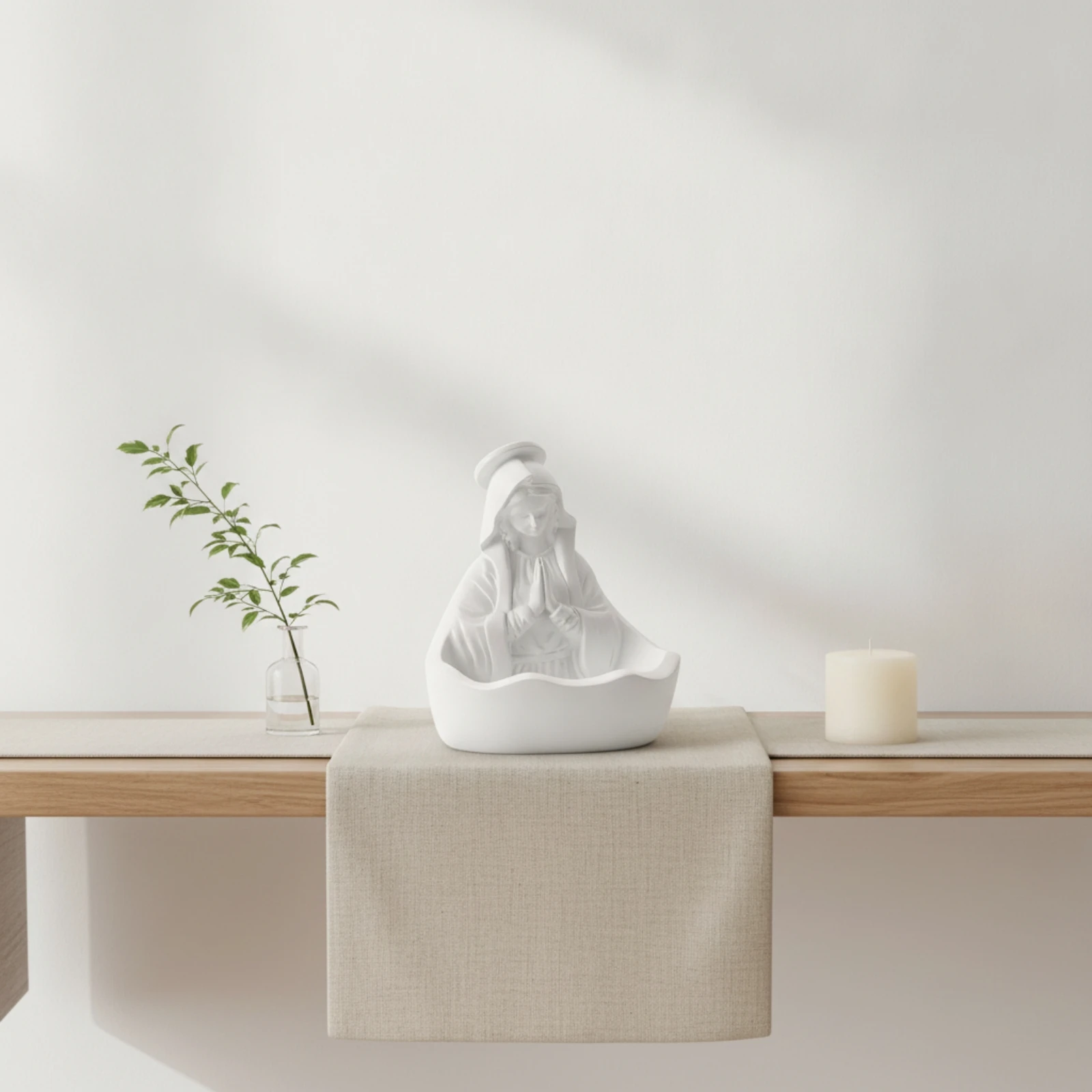 Statue with Bowl Matte Bowl Figurine Home Decor Sculpted for Collectors, Altar, Entryway