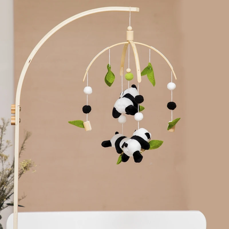 Baby Rammelaar Speelgoed 0-12 Maanden Houten Mobiel Op Het Bed Panda Bed Bel Pasgeboren Muziekdoos Bed Bel Opknoping Speelgoed Wieg Decoratie Cadeau