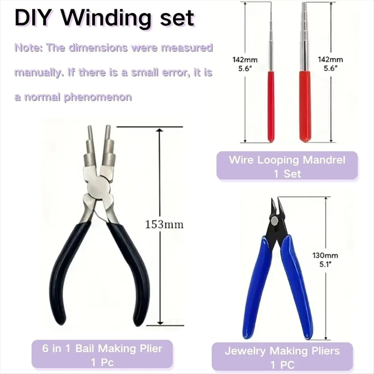 Jewelry Tools for Jewelry Making Set,6 in 1 Bail Making Pliers, Round Wire Looping Coiling Rods, with Forming Rings