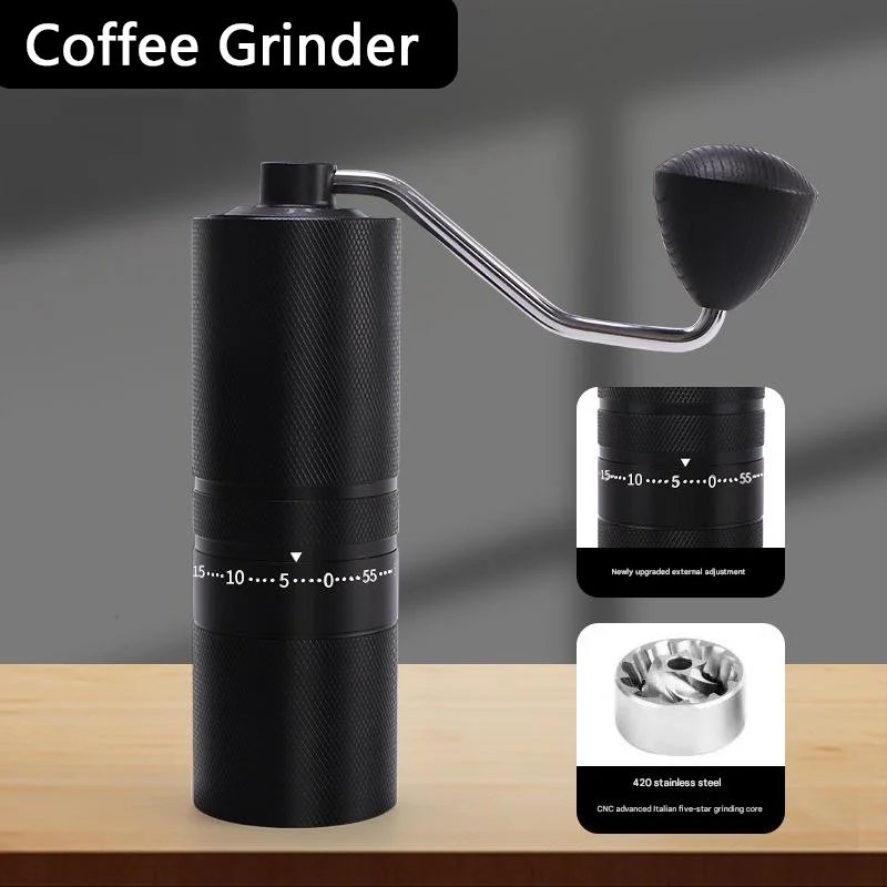 

Manual Stainless Steel Coffee Grinder 60 Adjustable Settings Portable Conical Burr Grinder for Travel Espresso with Hand Crank