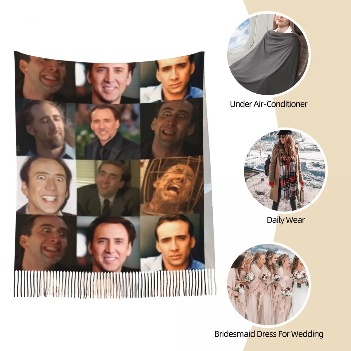 Nicolas Cage Funny Face Meme S - Pashmina Wrap Large avis et prix