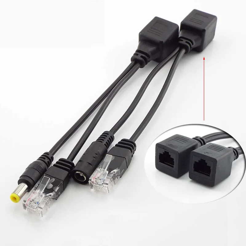 POE Splitter Switch Cable Adapter 12V Power Supply PoE Injector Kit Cable for Camera Cctv 5.5*2.1mm