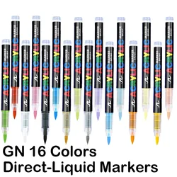 16 Colors Acrylic Markers Brush Pens for Fabric Rock Painting Pen Stone Ceramic Glass Canvas DIY Card Making Art Supplies