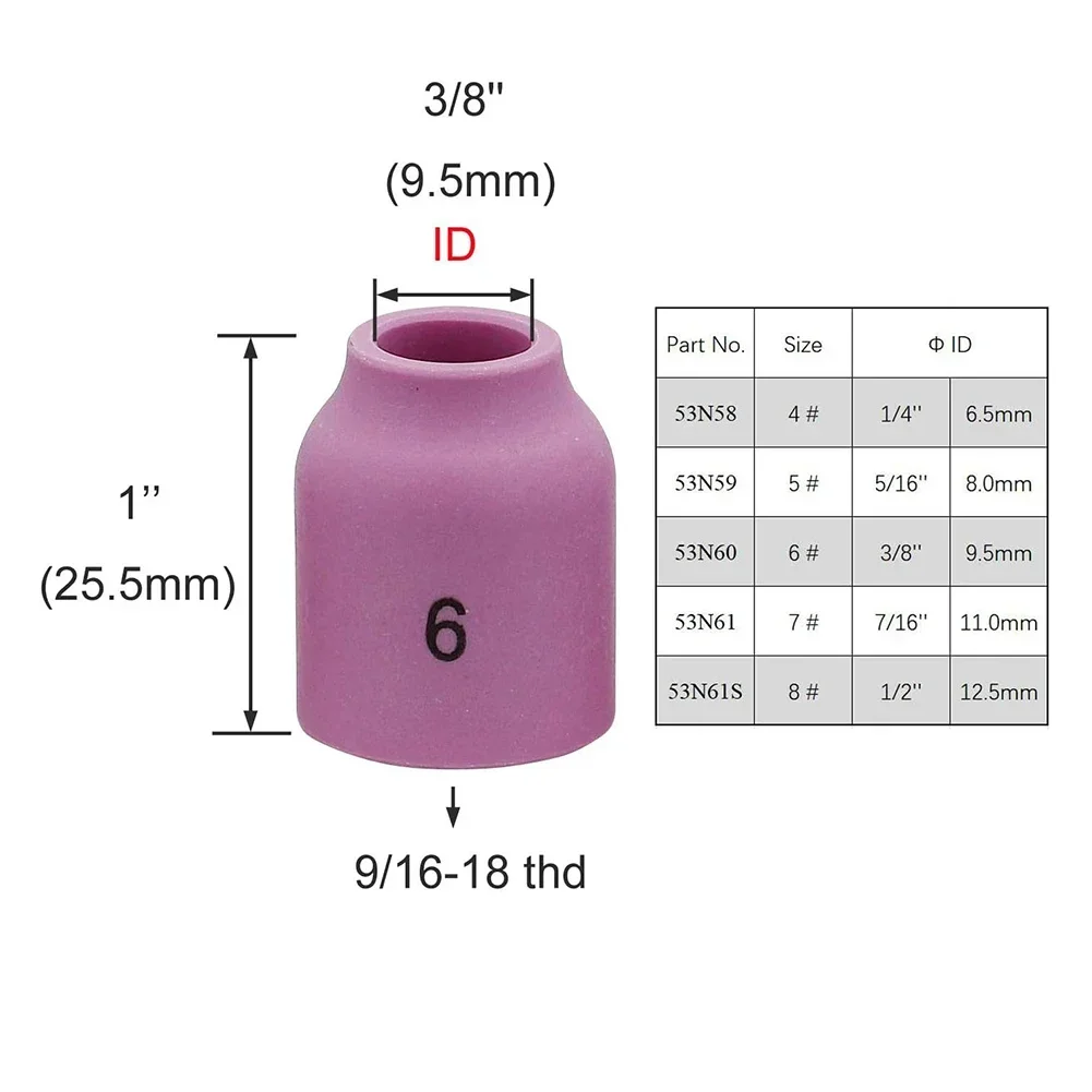 5PCS 5PK TIG Gas Lens Alumina Nozzle Ceramic Cup For SR WP- 9/20/25 TIG Welding Torch 53N59 53N58 53N60 53N61 53N61S