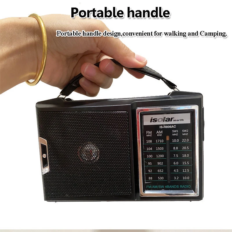 راديو fam SW محمول ريترو ، راديو بنطاق كامل عتيق مع مكبر صوت عالي الطاقة ، دعم هوائي قابل للسفع ، DC 3V x 2 AC V
