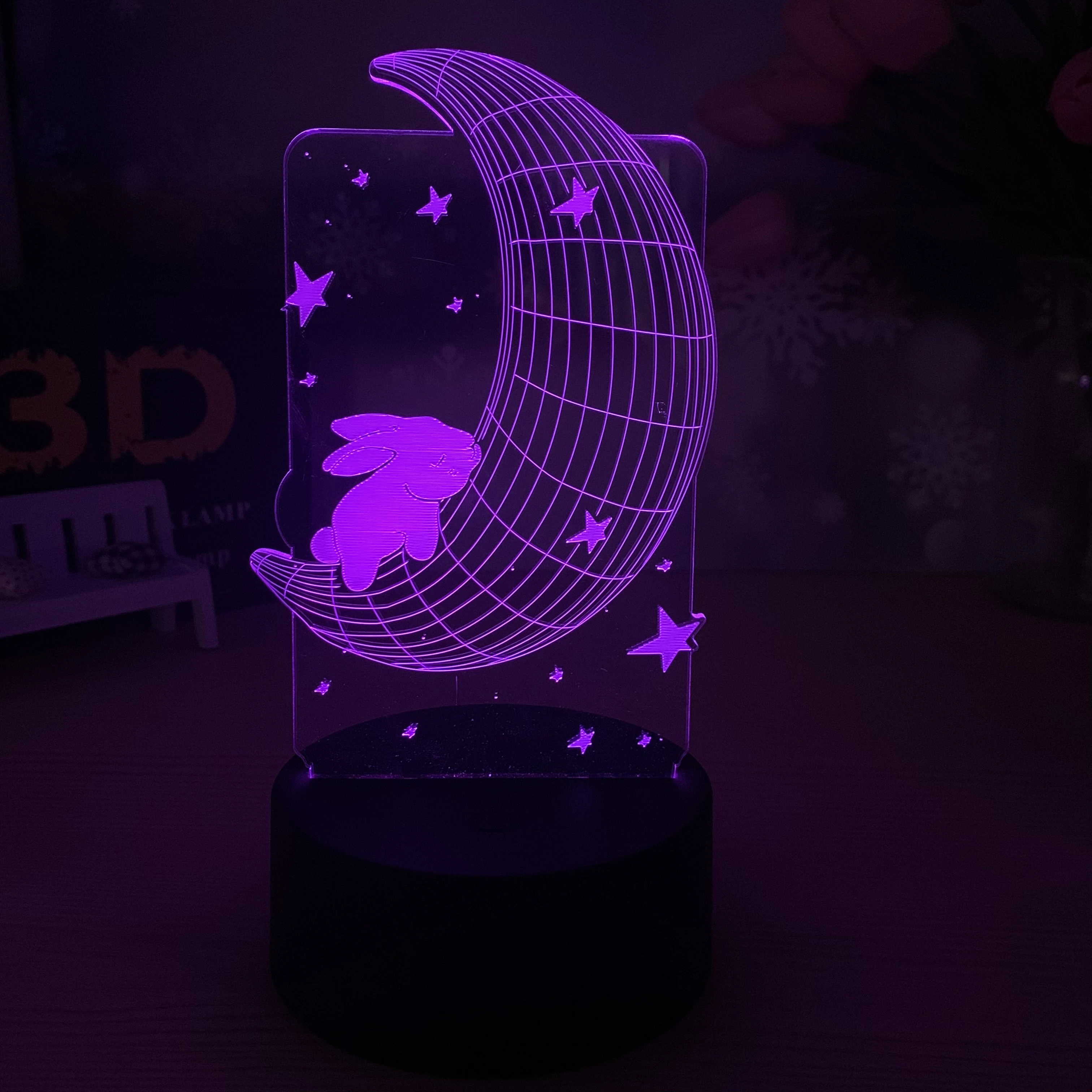 Luz Nocturna 3D de Luna, lámpara de viento para decoración de habitación, dormitorio, luz nocturna creativa decorativa, "regalo de nivel de alta apariencia"